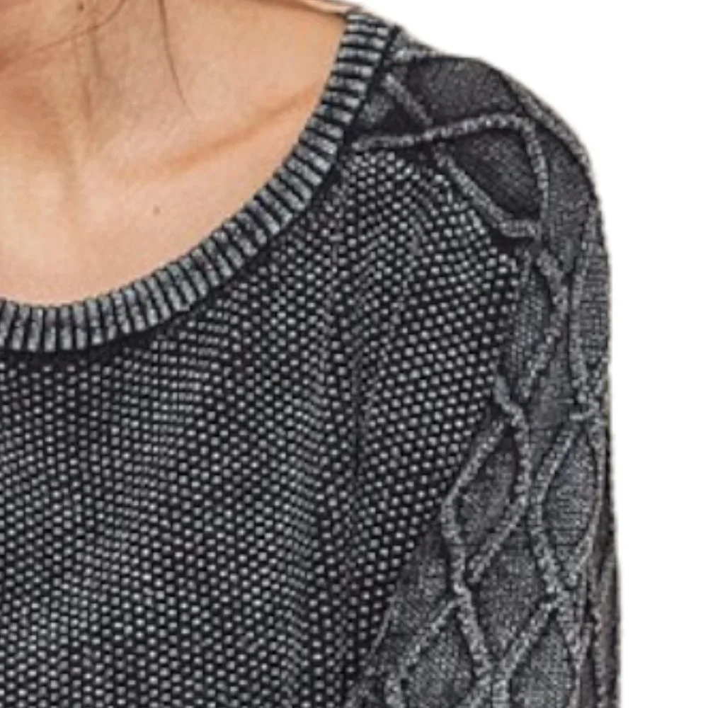 BiBi Ribbed Trim Round Neck Pullover - Picture 4 of 5